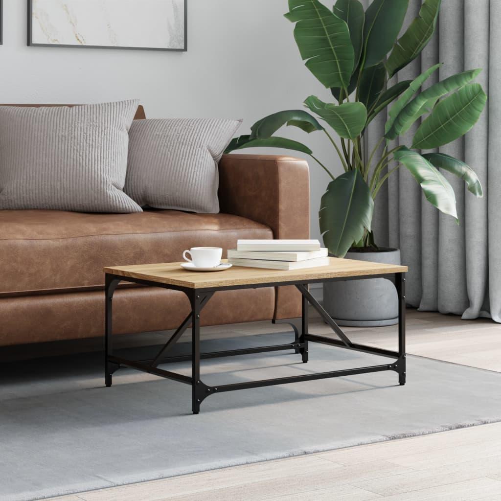 Sofabord 100X50X35 Cm Massivt Konstrueret Træ - Sonoma-eg / 75 cm