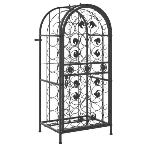 Vinreol til 33 flasker - smedejern, sort, 45×36×100 cm