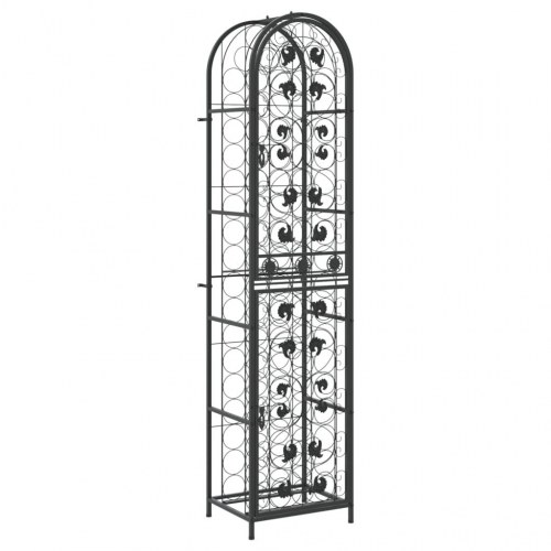Vinreol til 73 flasker - 45 × 36 × 200 cm - smedejern, sort