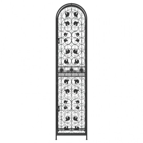 Vinreol til 73 flasker - 45 × 36 × 200 cm - smedejern, sort