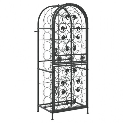 Vinreol til 41 flasker - 45 × 36 × 120 cm i sort smedejern