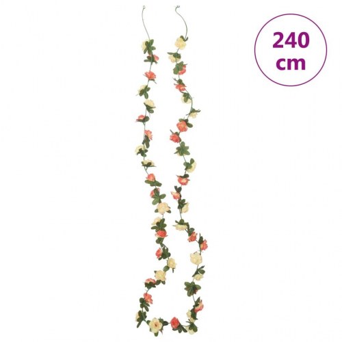Blomsterguirlander til jul 6 stk. 240 cm rød og champagnefarvet