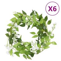 Kunstige blomsterguirlander 6 stk. 200 cm hvid
