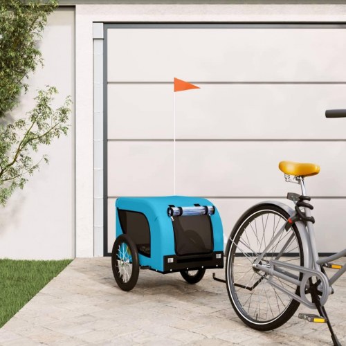 Hundetrailer til cykel i oxfordstof og jern - blå/sort