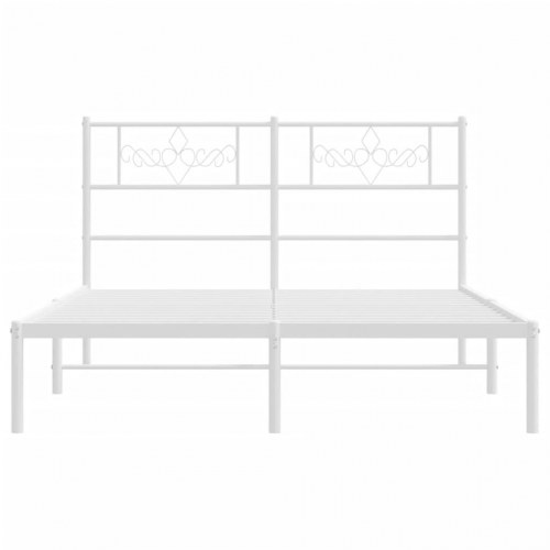 Sengeramme med sengegavl 140x200 cm - metal, hvid