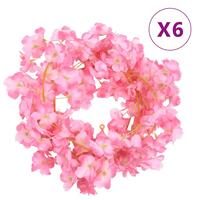 Kunstige blomsterguirlander 6 stk. 180 cm mørk pink