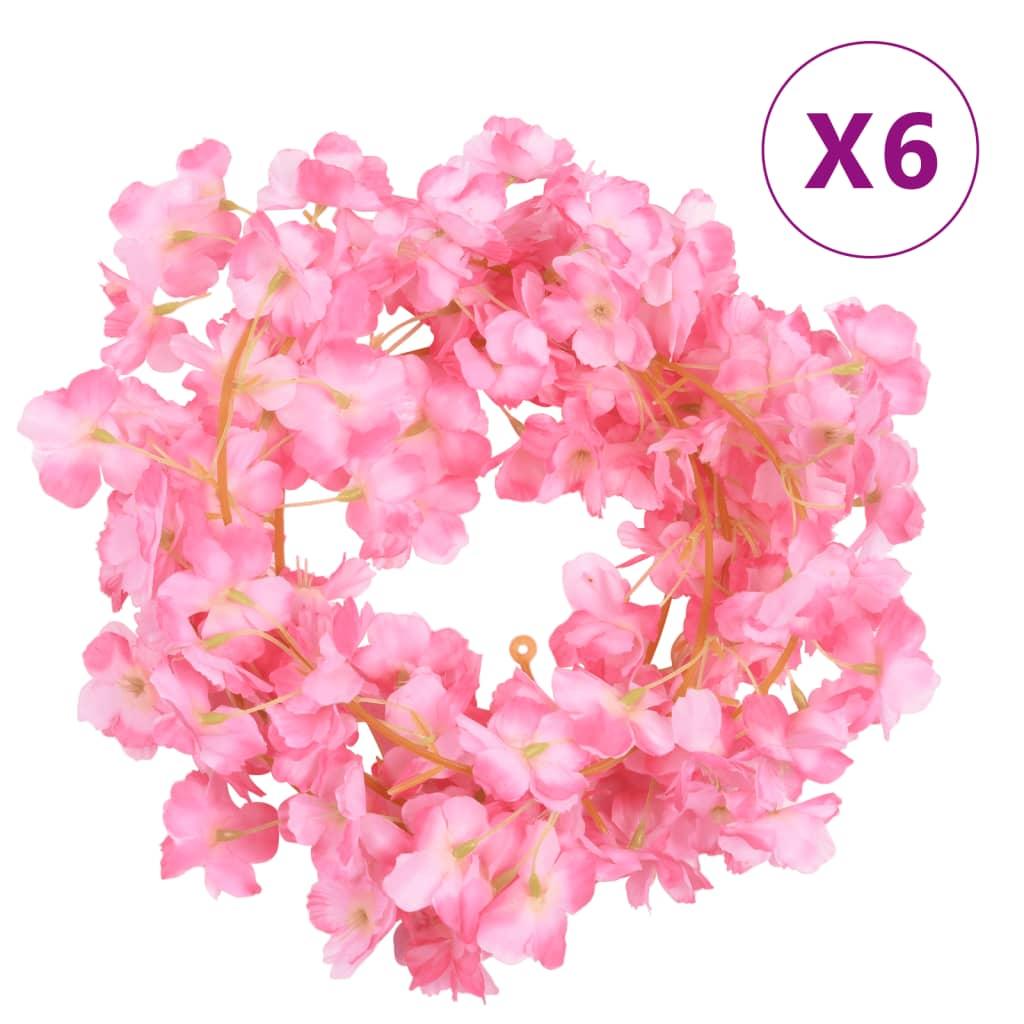 Blomsterguirlander til jul 6 stk. 180 cm mørk pink