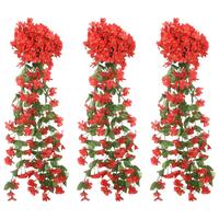 Kunstige blomsterguirlander 3 stk. 85 cm rød