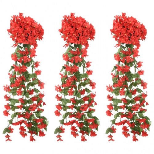 Blomsterguirlander til jul 3 stk. 85 cm rød
