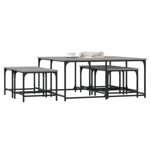 Indskudsborde 5 stk. konstrueret træ grå sonoma-eg