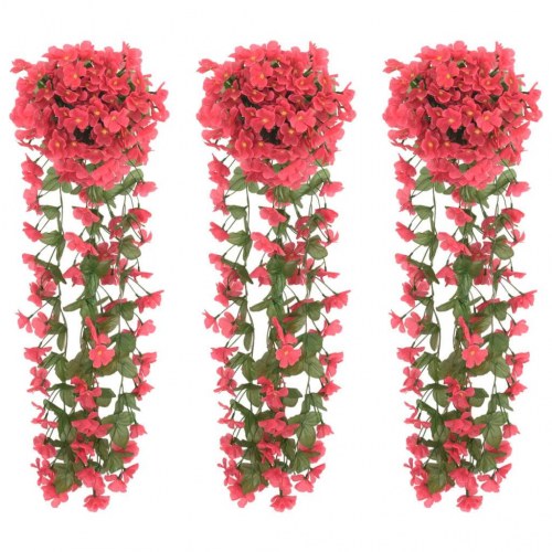 Blomsterguirlander til jul 3 stk. 85 cm rosenrød