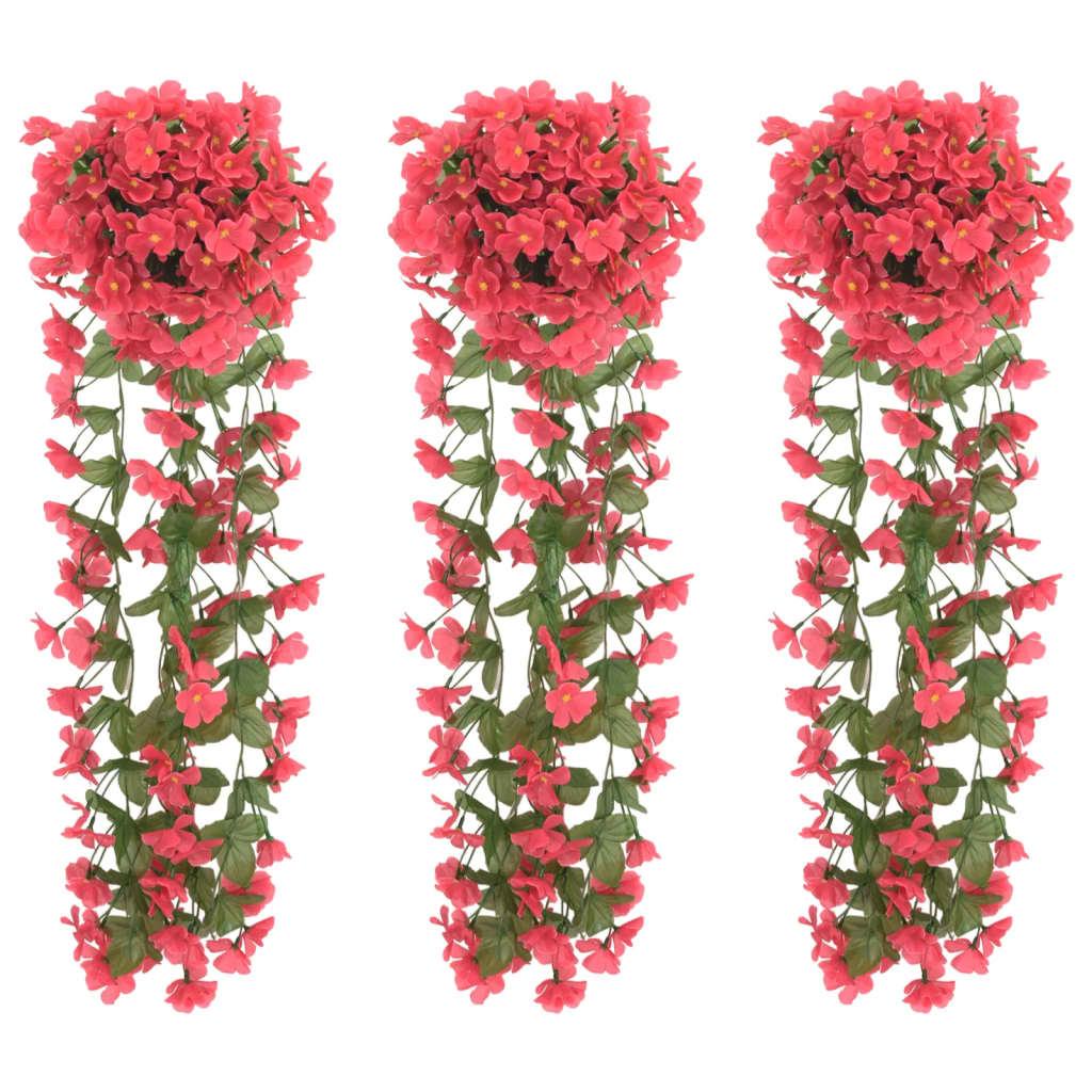 Blomsterguirlander til jul 3 stk. 85 cm rosenrød