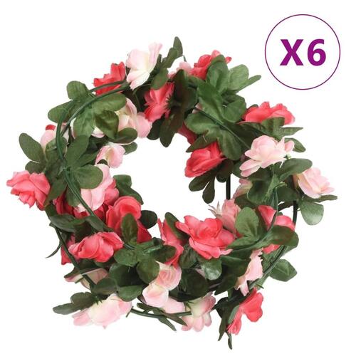 Blomsterguirlander til jul 6 stk. 250 cm roser rød