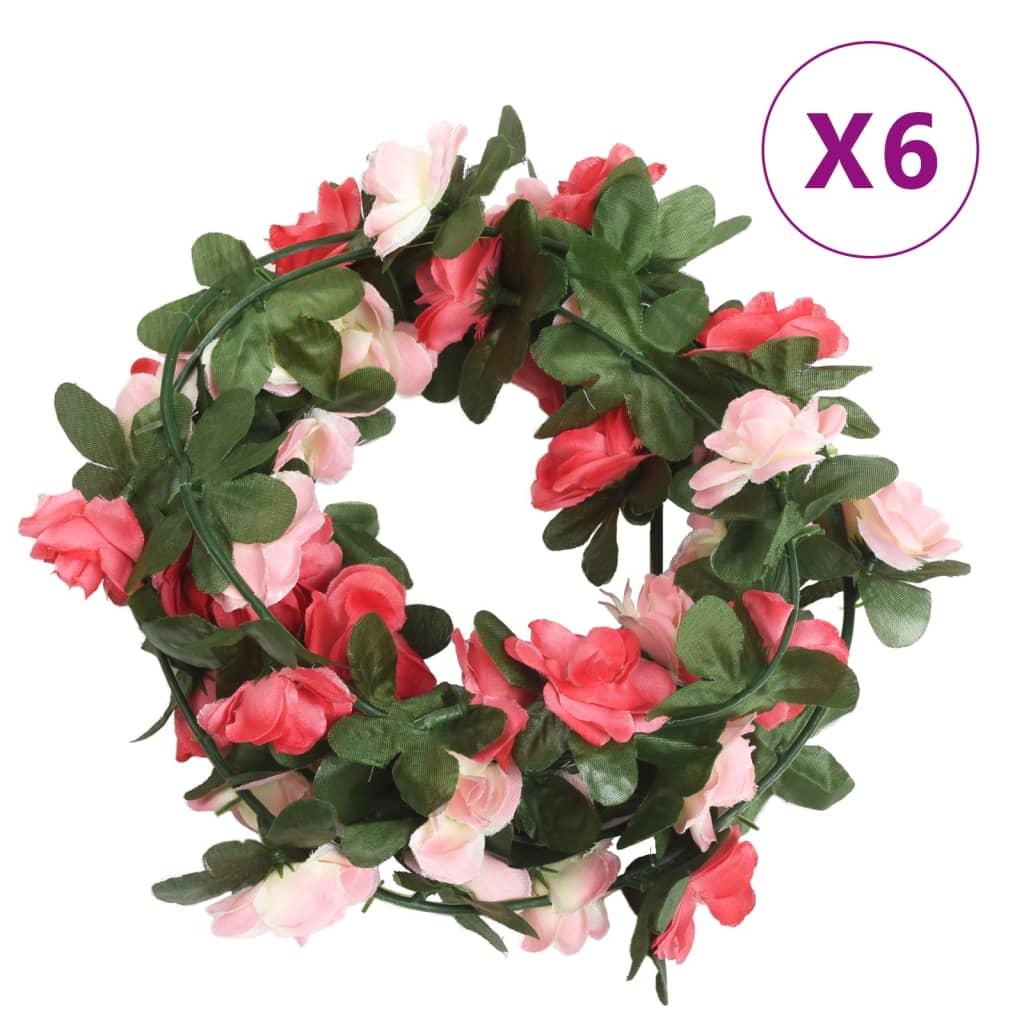 Blomsterguirlander til jul 6 stk. 250 cm roser rød