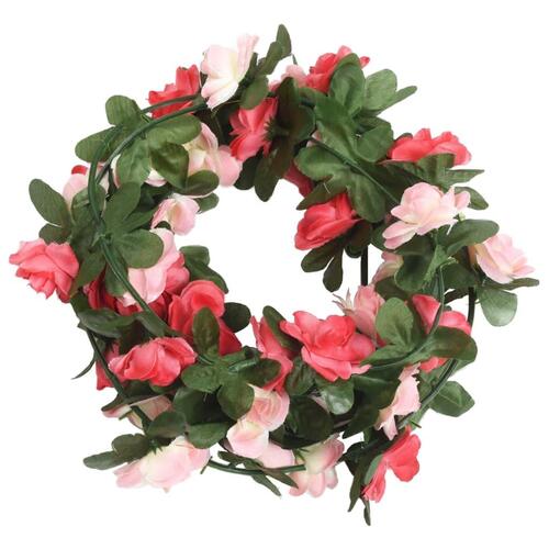Blomsterguirlander til jul 6 stk. 250 cm roser rød