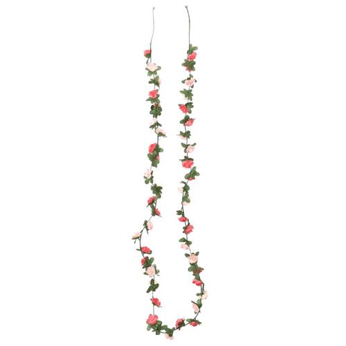Blomsterguirlander til jul 6 stk. 250 cm roser rød