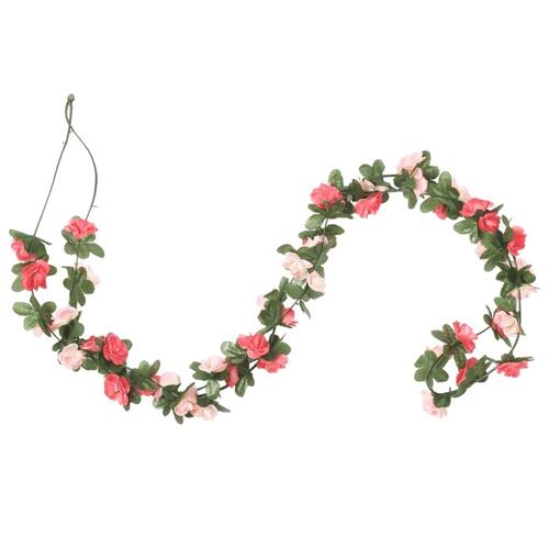 Blomsterguirlander til jul 6 stk. 250 cm roser rød