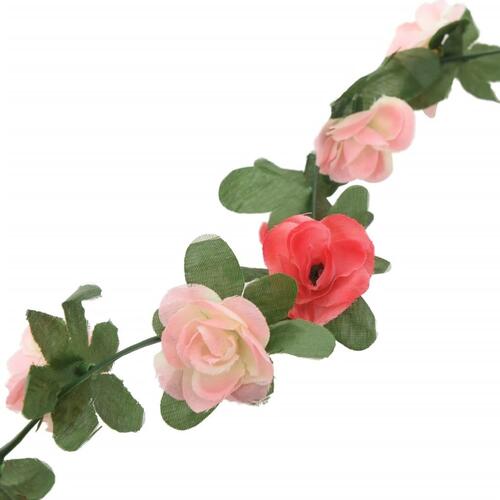Blomsterguirlander til jul 6 stk. 250 cm roser rød