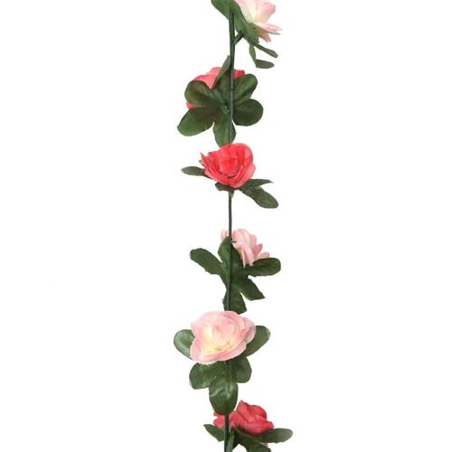 Blomsterguirlander til jul 6 stk. 250 cm roser rød
