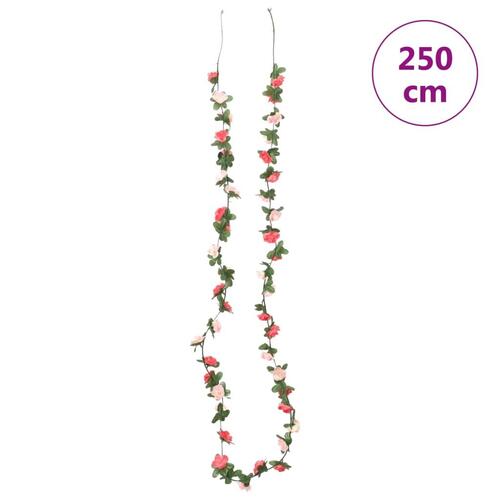 Blomsterguirlander til jul 6 stk. 250 cm roser rød