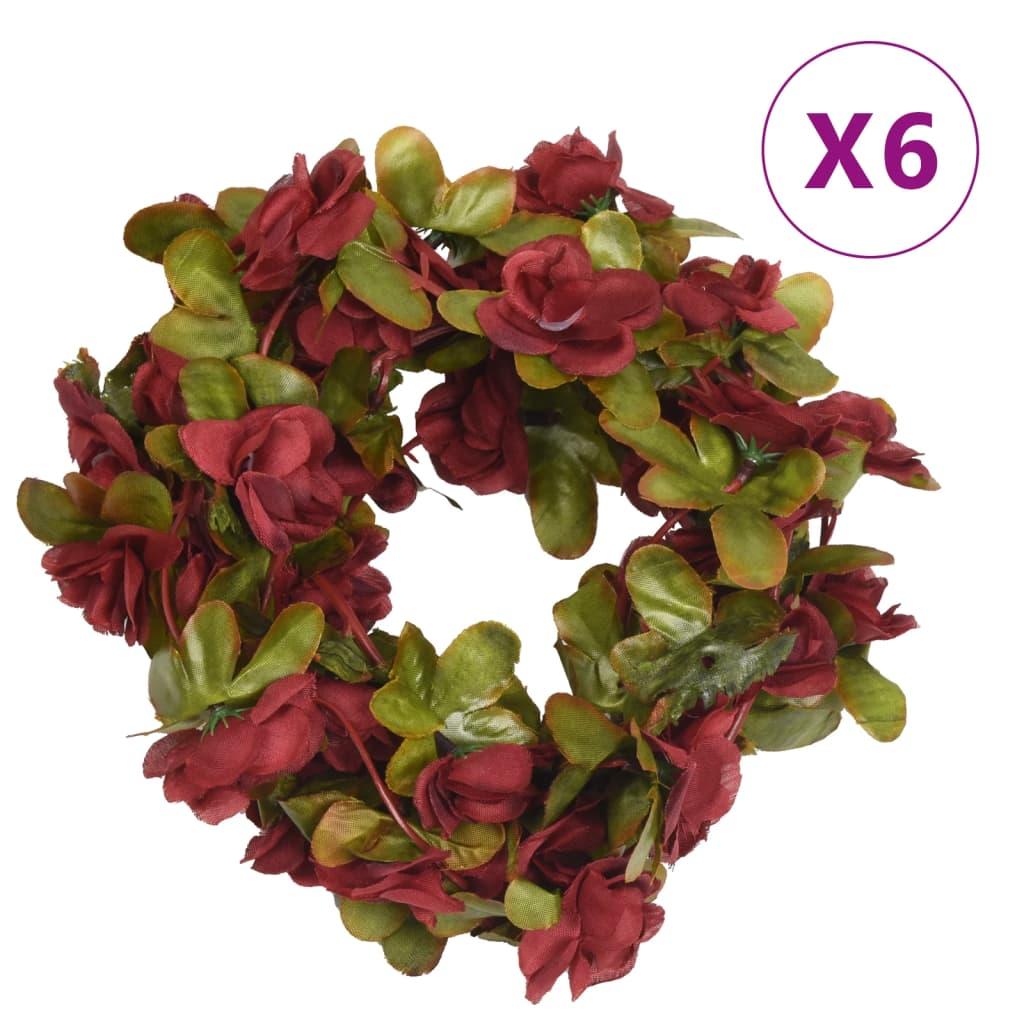 Kunstige blomsterguirlander 6 stk. 250 cm vinrød