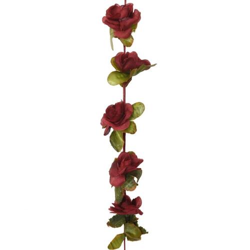 Kunstige blomsterguirlander 6 stk. 250 cm vinrød
