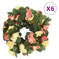 Kunstige blomsterguirlander 6 stk. 250 cm lys forårsrød