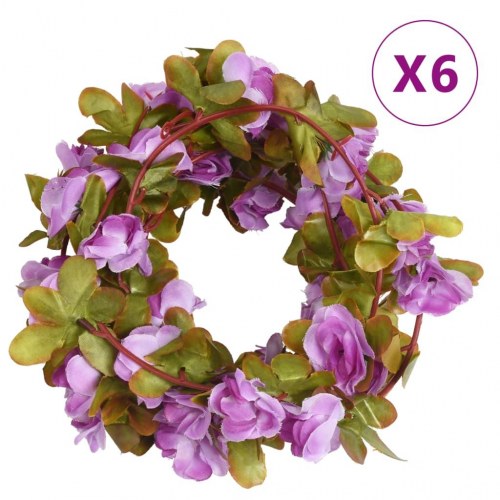 Blomsterguirlander til jul 6 stk. 250 cm lyslilla