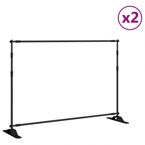 Stativ til fotobaggrund - 2 stk., justerbart 305×243 cm, stål, sort