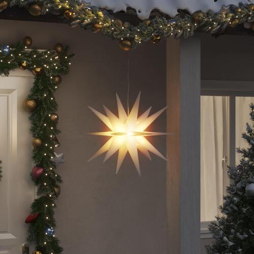Juledekorationer med LED-lys 3 stk. 57 cm foldbar hvid