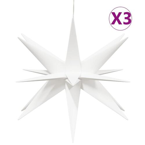 Juledekorationer med LED-lys 3 stk. 57 cm foldbar hvid