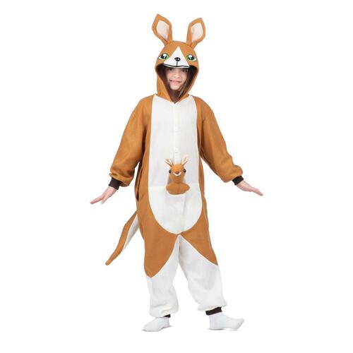 Kostume til børn Kænguru Hvid Brun Onesize (3 Dele)