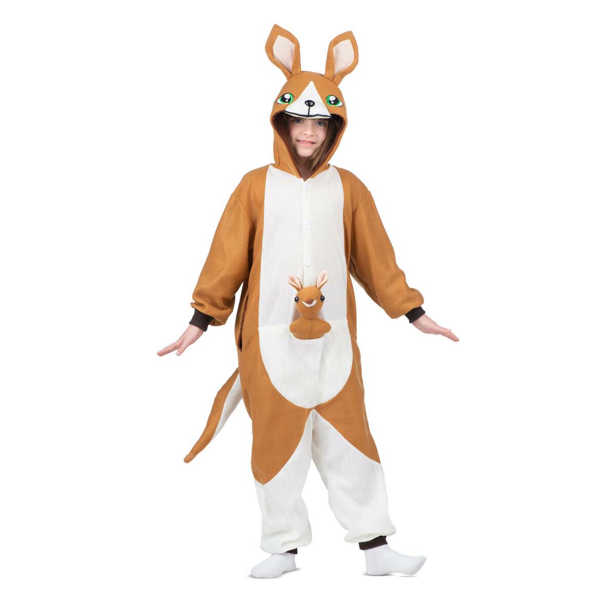Kostume til børn Kænguru Hvid Brun Onesize (3 Dele)