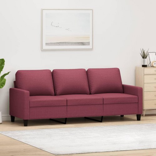 3-personers sofa i stof - vinrød, 180 cm sædebredde