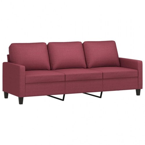 3-personers sofa i stof - vinrød, 180 cm sædebredde