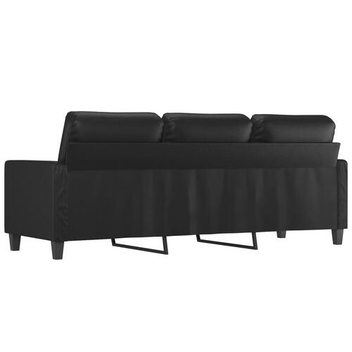 3-personers sofa 180 cm kunstlæder sort