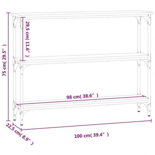 Konsolbord 100x22,5x75 cm konstrueret træ røget egetræsfarve