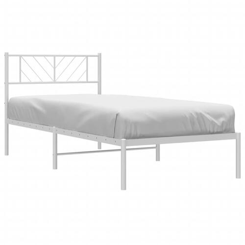 Sengeramme med sengegavl 90x200 cm metal hvid