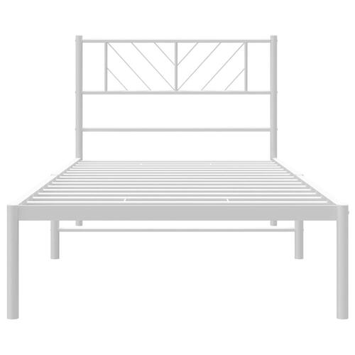 Sengeramme med sengegavl 90x200 cm metal hvid
