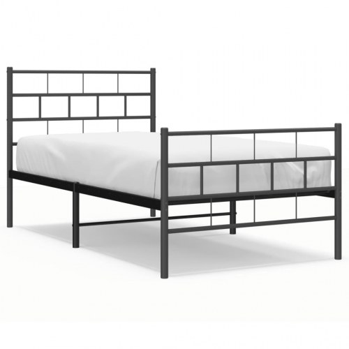 Sengeramme i metal med gavl og fodgærde 107×203 cm - sort