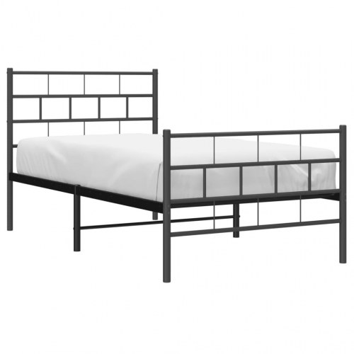Sengeramme i metal med gavl og fodgærde 107×203 cm - sort