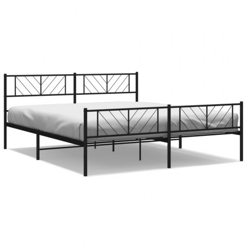 Sengeramme i metal med sengegavl og fodgærde 183×213 cm - sort