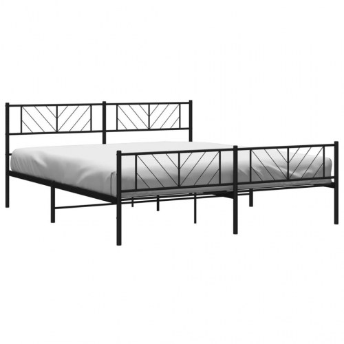 Sengeramme i metal med sengegavl og fodgærde 183×213 cm - sort