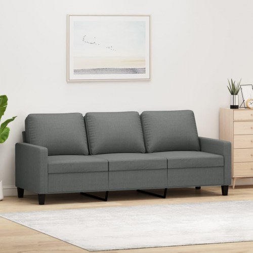 3-personers sofa i stof - mørkegrå, sædebredde 180 cm