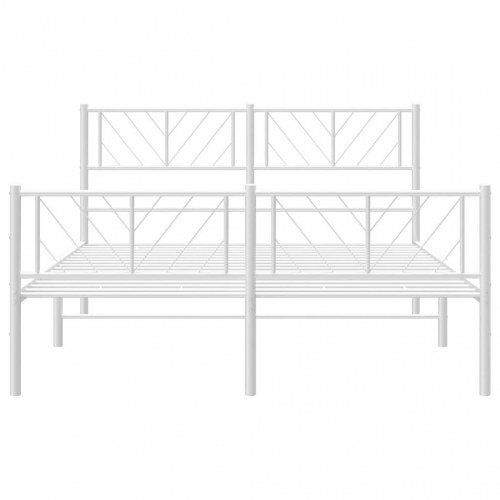 Sengeramme med sengegavl og fodgærde 160x200 cm metal hvid