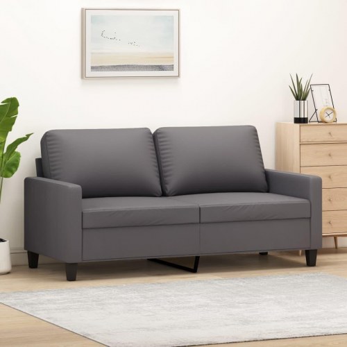 2-personers sofa i kunstlæder - 140 cm, grå