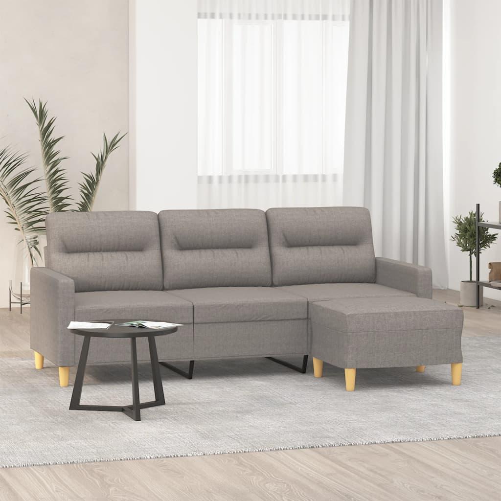 3-personers sofa med fodskammel 180 cm stof Gråbrun billede