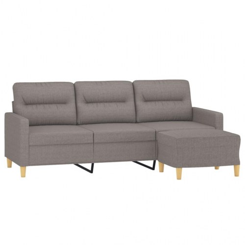 3-personers sofa med fodskammel 198 cm - stof, gråbrun