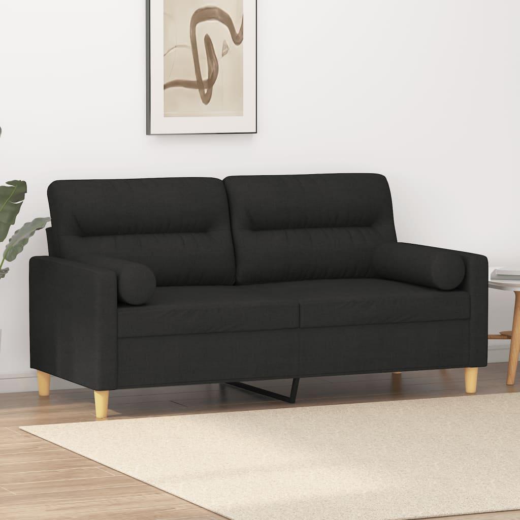 3-Personers Sofa Med Pyntepuder Stof - 140 cm / Sort