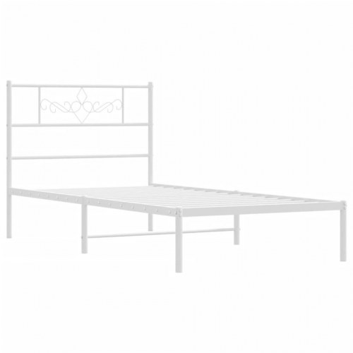 Sengeramme med sengegavl 100×190 cm - metal, hvid